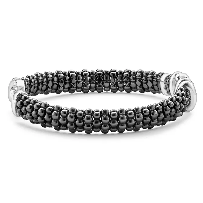 Black Caviar Black Ceramic Diamond Circle Bracelet 9mm Lagos Bracelets
