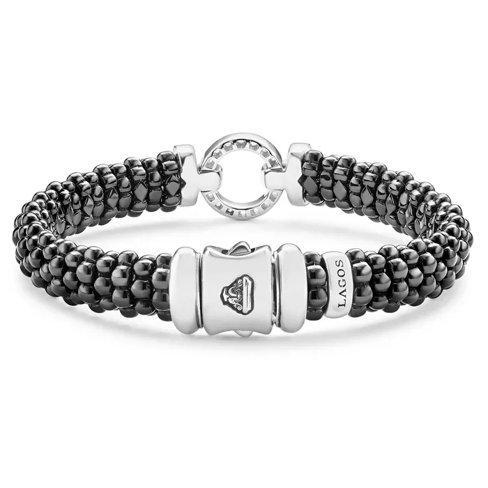 Black Caviar Black Ceramic Diamond Circle Bracelet 9mm Lagos Bracelets