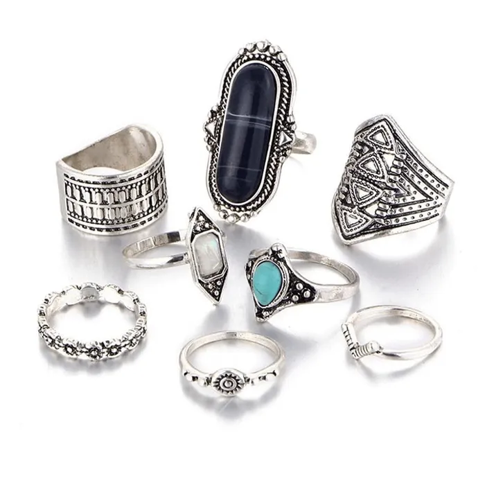 Bohemian Flower Ring Set 8pcs WickedAF Rings
