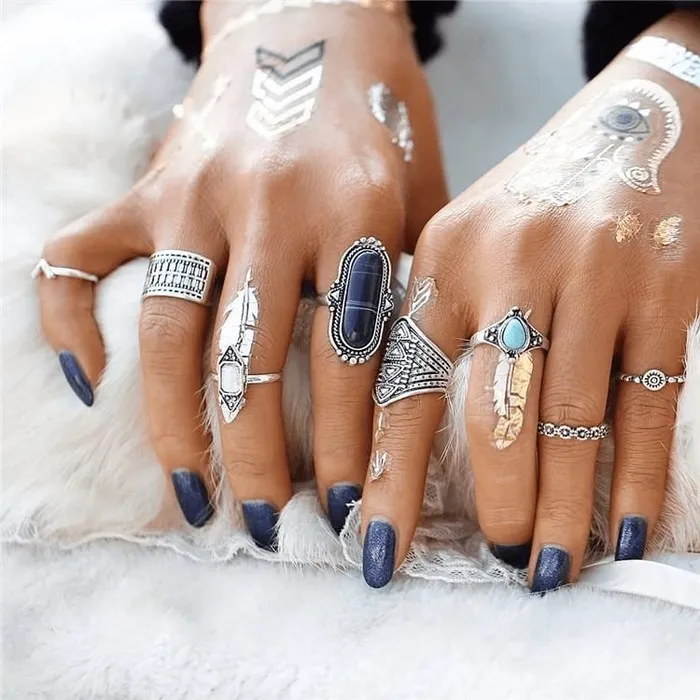 Bohemian Flower Ring Set 8pcs WickedAF Rings