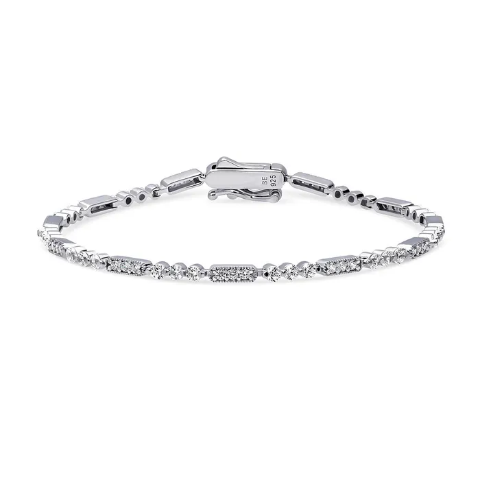 Bracelets BERRICLE Art Deco Milgrain CZ Chain Bracelet in Sterling Silver