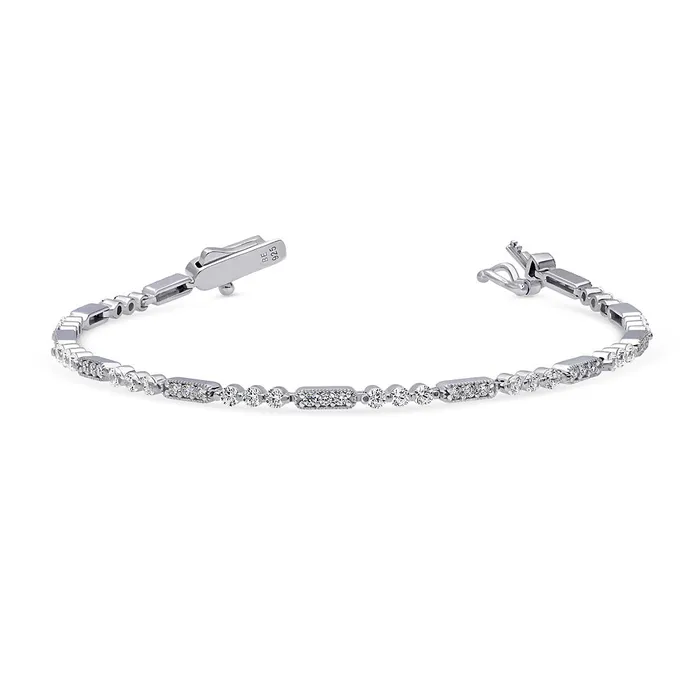 Bracelets BERRICLE Art Deco Milgrain CZ Chain Bracelet in Sterling Silver