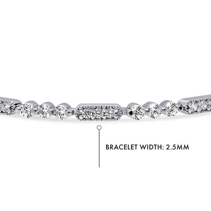 Bracelets BERRICLE Art Deco Milgrain CZ Chain Bracelet in Sterling Silver