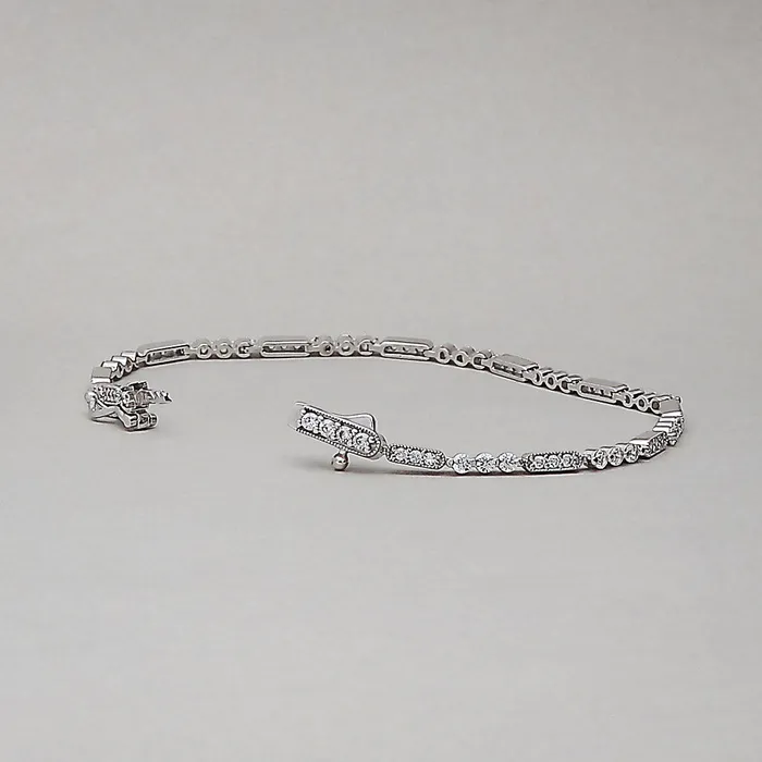 Bracelets BERRICLE Art Deco Milgrain CZ Chain Bracelet in Sterling Silver