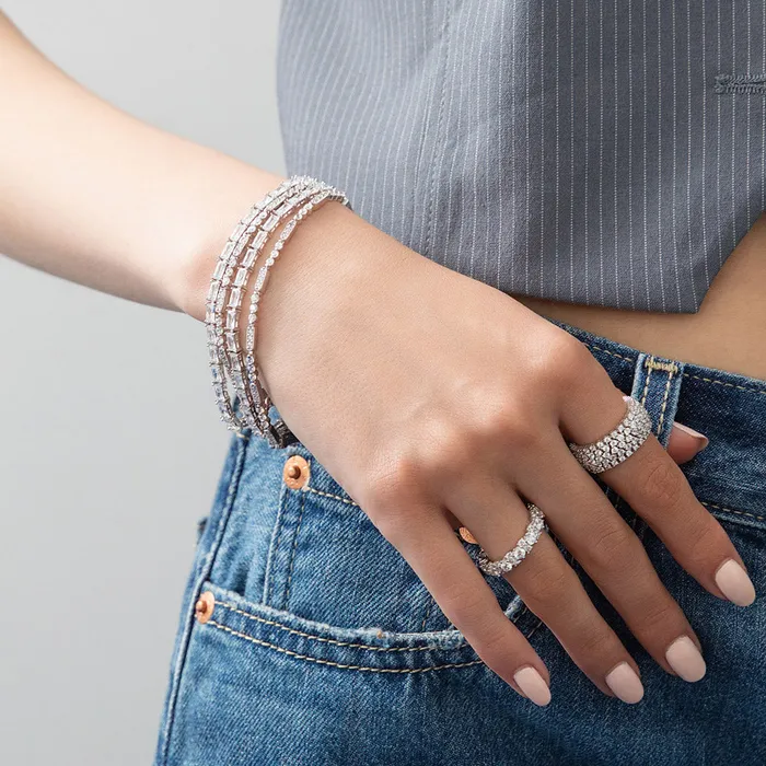 Bracelets BERRICLE Art Deco Milgrain CZ Chain Bracelet in Sterling Silver