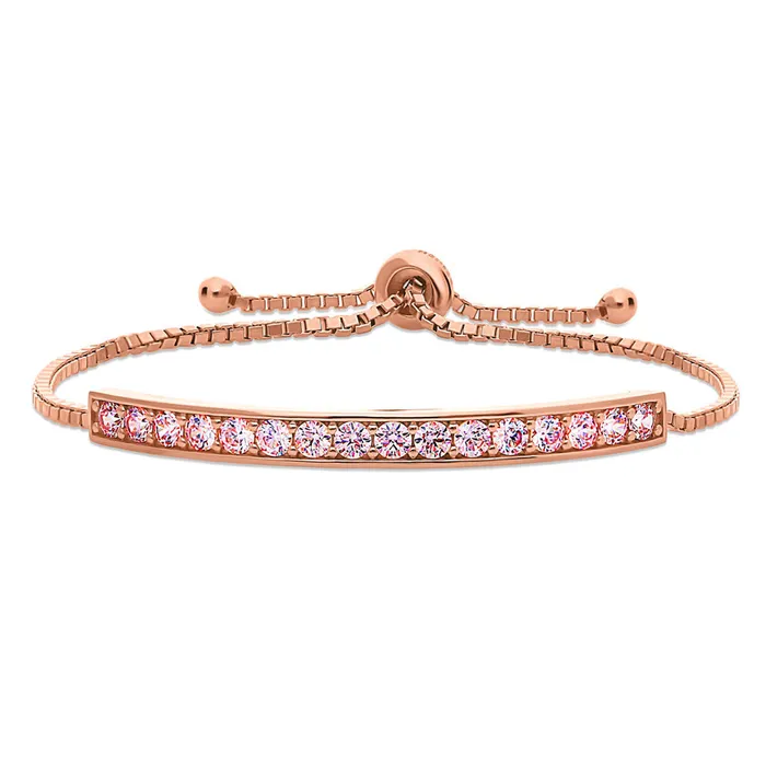 Bracelets BERRICLE Bar CZ Tennis Bracelet in Rose Gold Flashed Sterling Silver 49