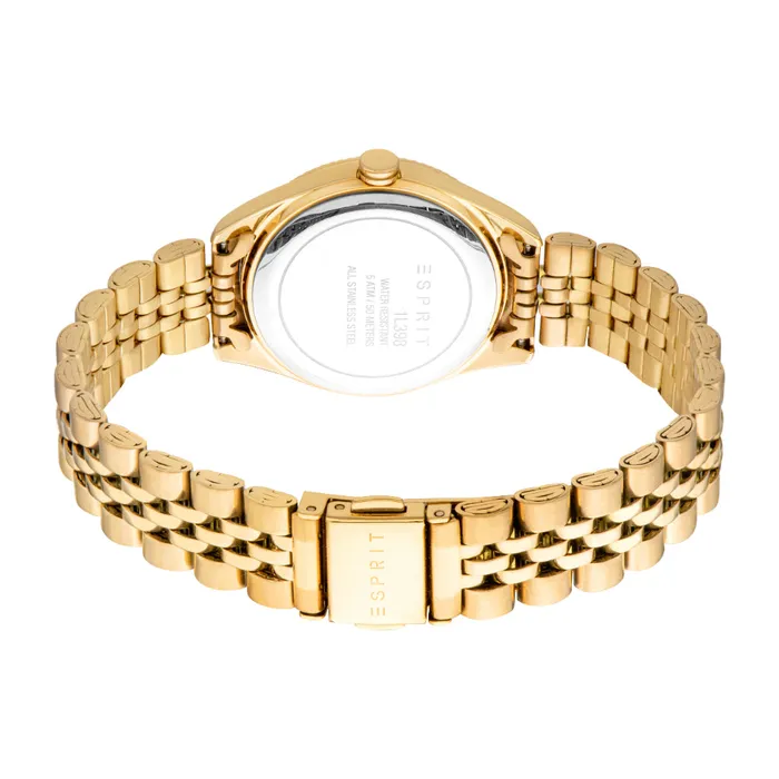 Bracelets Esprit ESPRIT Womens Gold Color Watch with Dark Green Dial and Metal Bracelet