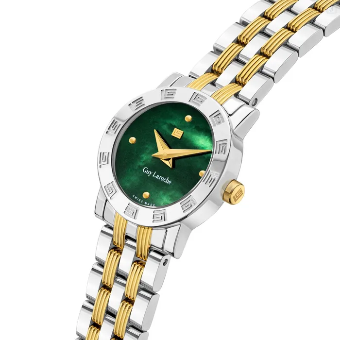 Bracelets Guy Laroche Guy Laroche Alex Ladies Green MOP Dial Stainless Steel Gold Plated Watch