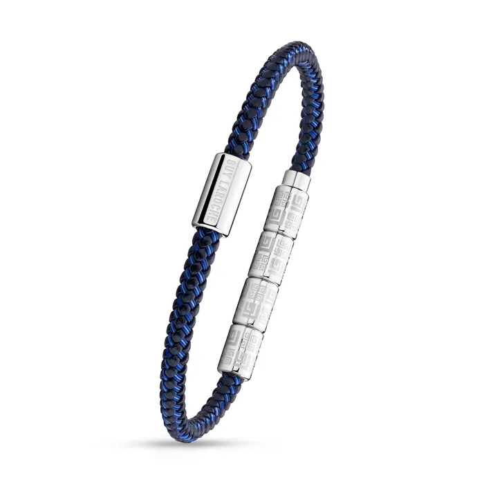 Bracelets Guy Laroche Pierre Gents Stainless Steel Bracelet Wirh Blue Cord Guy Laroche