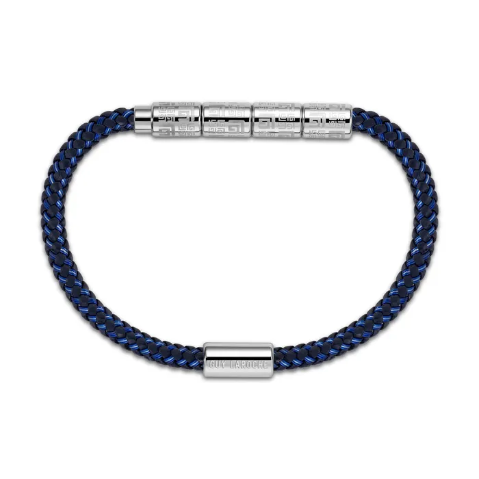 Bracelets Guy Laroche Pierre Gents Stainless Steel Bracelet Wirh Blue Cord Guy Laroche