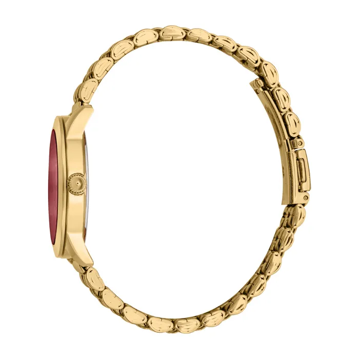 Bracelets Just Cavalli Just Cavalli Womens Gold Watch with Red Dial and Gold Metal Bracelet
