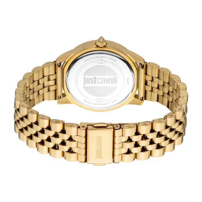 Bracelets Just Cavalli Just Cavalli Womens Gold Watch with Red Dial and Gold Metal Bracelet