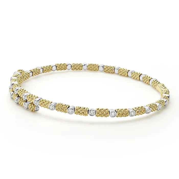 Bracelets LAGOS Signature Caviar 18K Gold and Diamond Superfine Cuff Bracelet