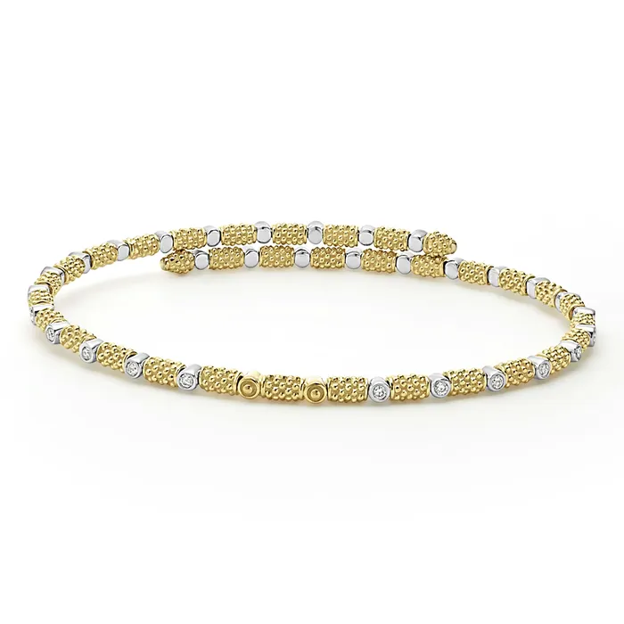 Bracelets LAGOS Signature Caviar 18K Gold and Diamond Superfine Cuff Bracelet