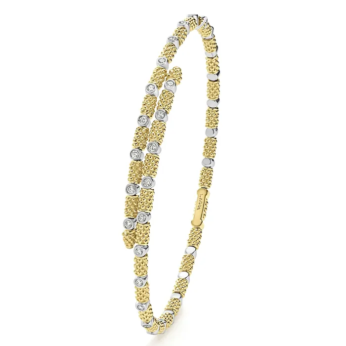 Bracelets LAGOS Signature Caviar 18K Gold and Diamond Superfine Cuff Bracelet