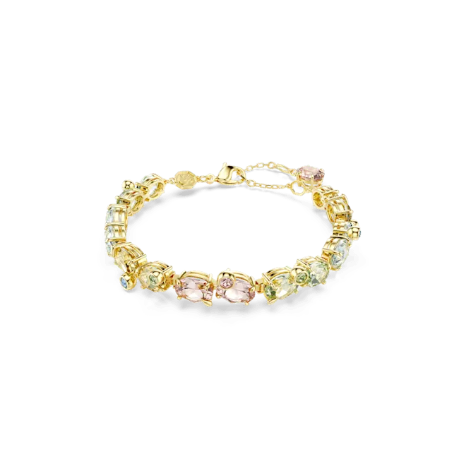 Bracelets Swarovski Swarovski Gema Tennis Bracelet Mixed Cuts Multicolored GoldTone Plated