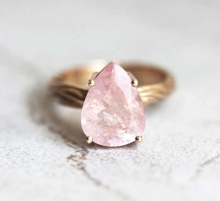 Candy Pear Morganite Ring Ready to Ship Capucinne Rings