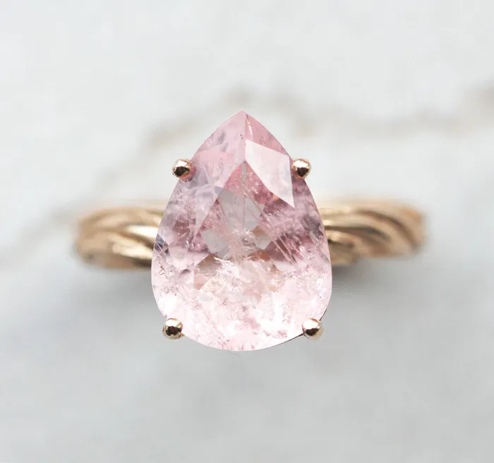 Candy Pear Morganite Ring Ready to Ship Capucinne Rings
