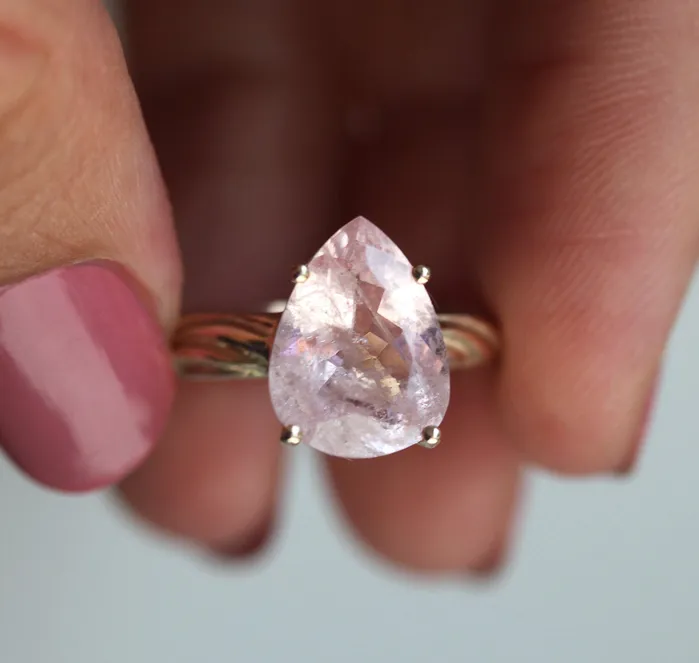 Candy Pear Morganite Ring Ready to Ship Capucinne Rings