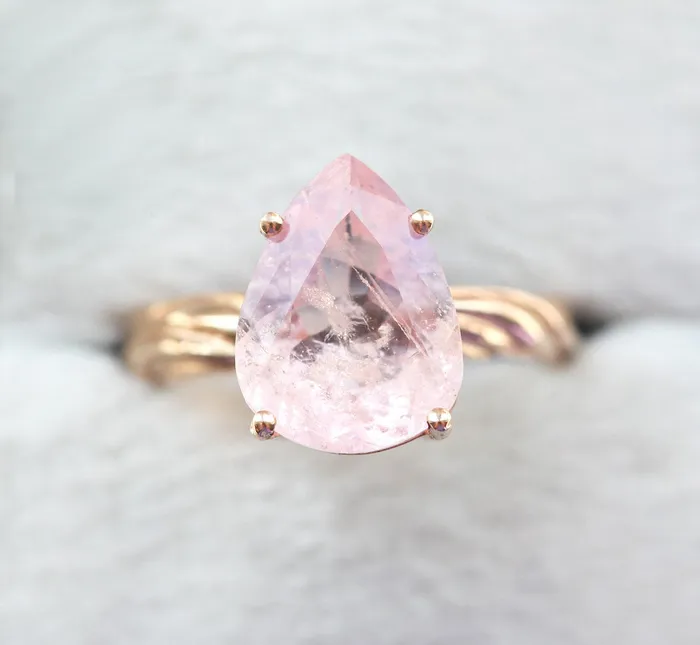 Candy Pear Morganite Ring Ready to Ship Capucinne Rings