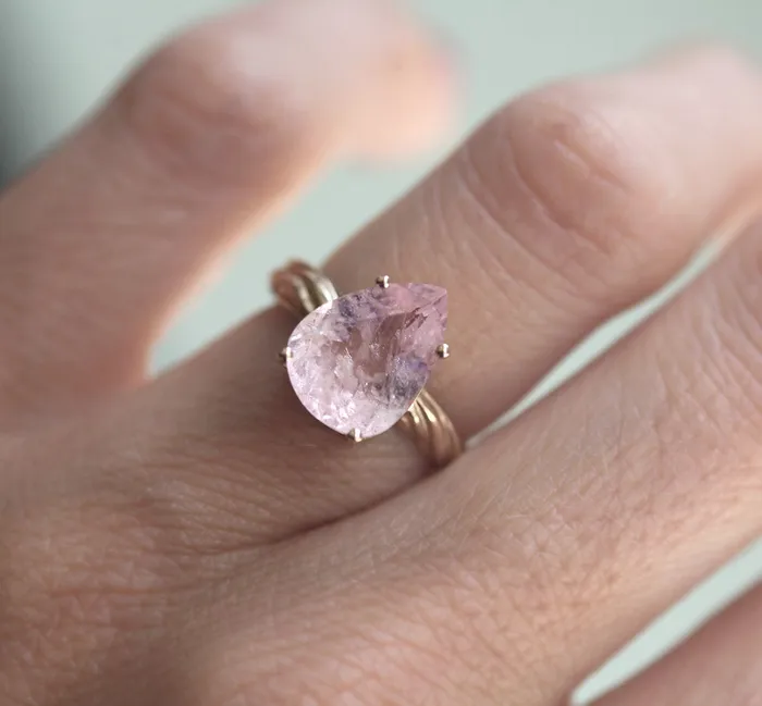 Candy Pear Morganite Ring Ready to Ship Capucinne Rings
