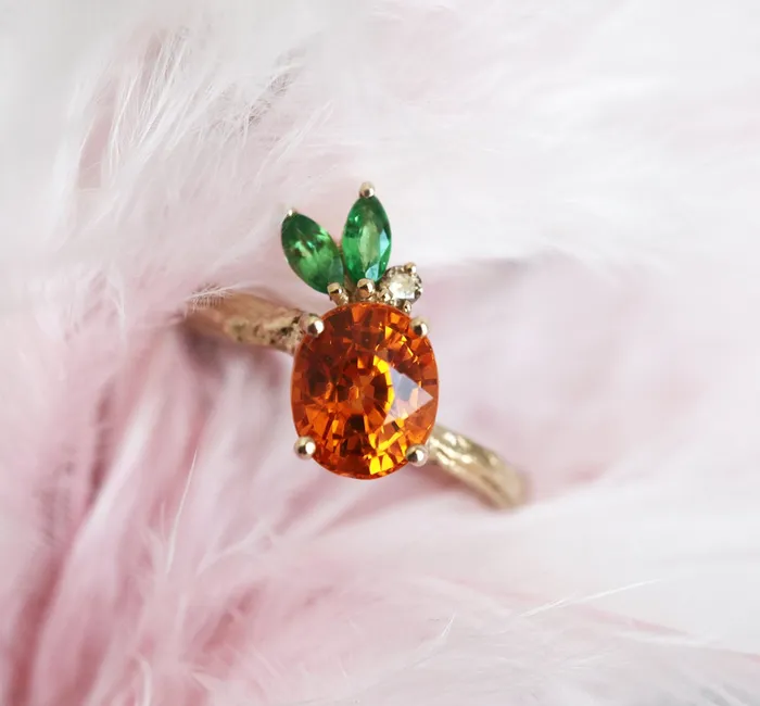 Capucinne Edith Pineapple Garnet Ring Rings