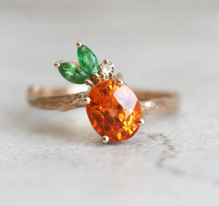 Capucinne Edith Pineapple Garnet Ring Rings