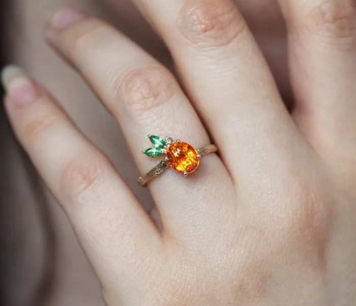 Capucinne Edith Pineapple Garnet Ring Rings