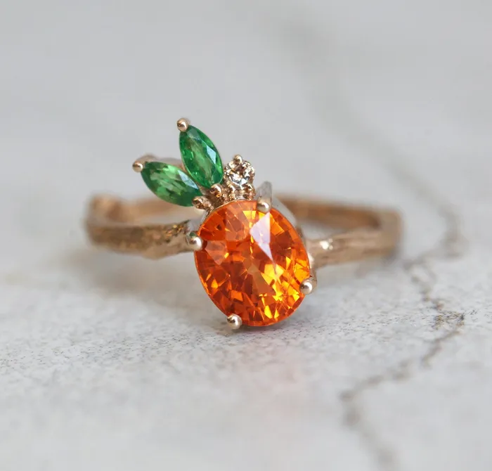 Capucinne Edith Pineapple Garnet Ring Rings