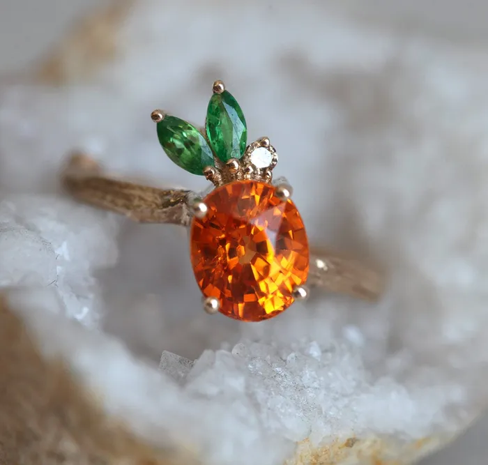 Capucinne Edith Pineapple Garnet Ring Rings
