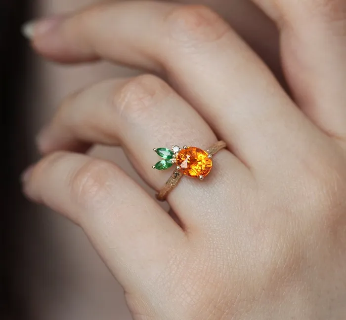 Capucinne Edith Pineapple Garnet Ring Rings