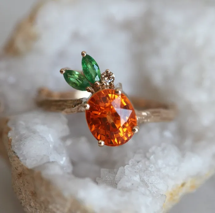 Capucinne Edith Pineapple Garnet Ring Rings