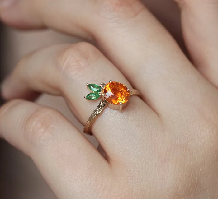 Capucinne Edith Pineapple Garnet Ring Rings