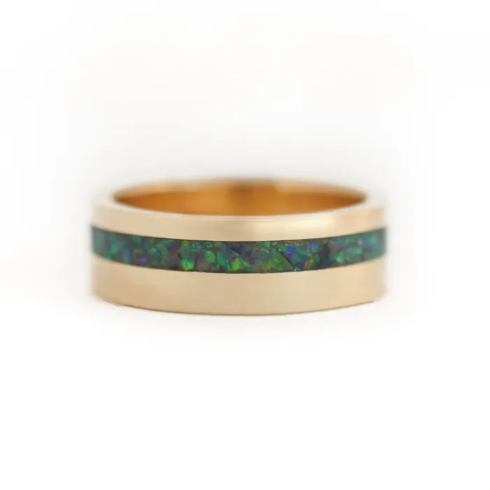 Capucinne Jean Mens Band With Opal Inlay Rings
