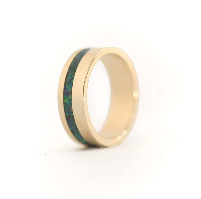 Capucinne Jean Mens Band With Opal Inlay Rings