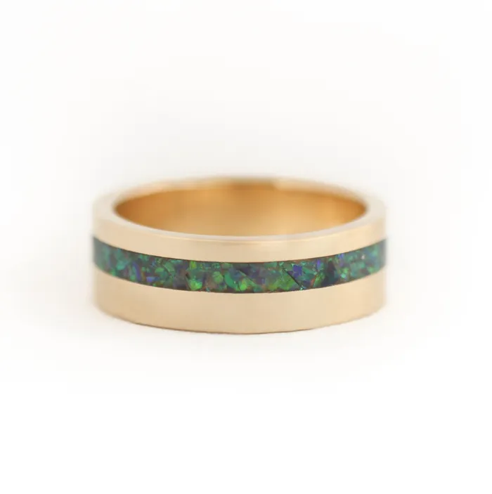 Capucinne Jean Mens Band With Opal Inlay Rings