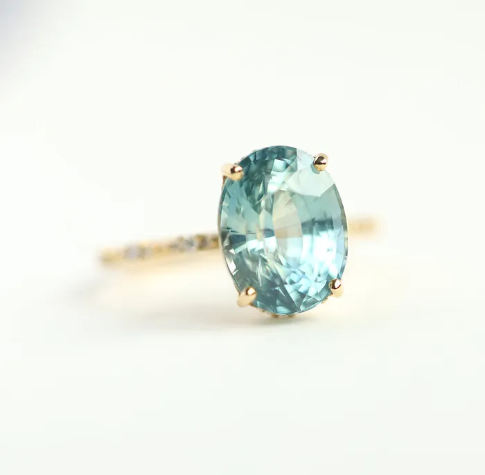 Capucinne Rings Alya 6Ct Mint Sapphire Engagement Ring Ready to Ship