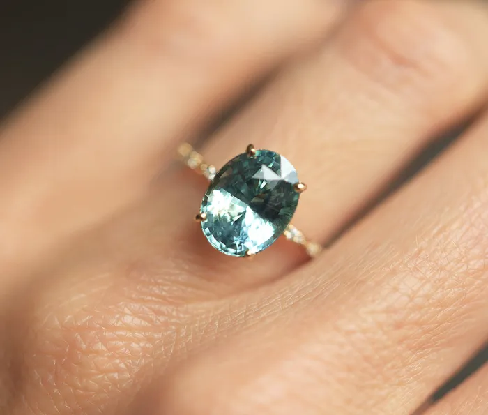 Capucinne Rings Alya 6Ct Mint Sapphire Engagement Ring Ready to Ship