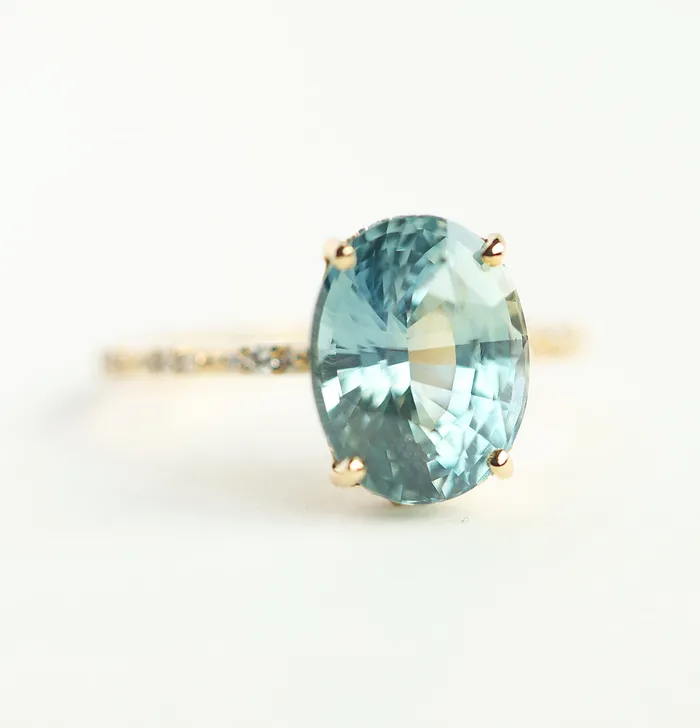 Capucinne Rings Alya 6Ct Mint Sapphire Engagement Ring Ready to Ship