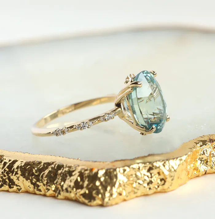 Capucinne Rings Alya 6Ct Mint Sapphire Engagement Ring Ready to Ship
