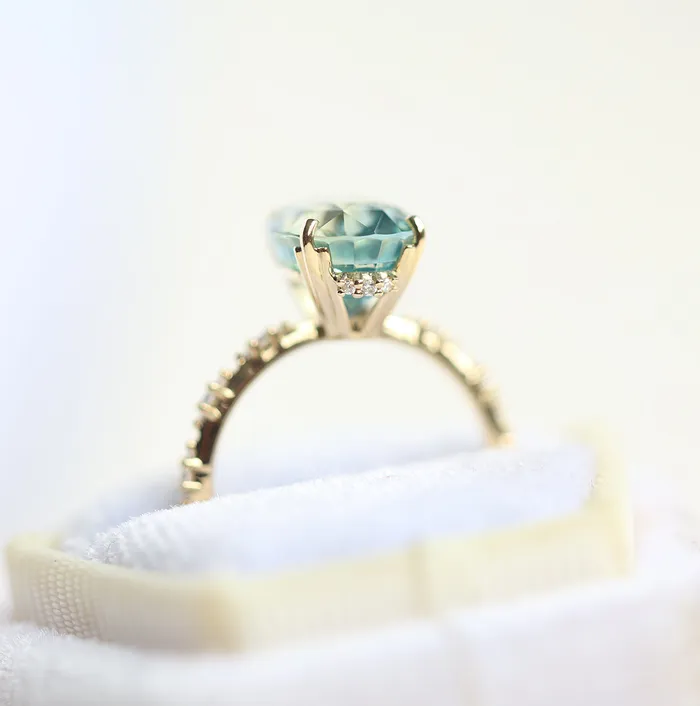Capucinne Rings Alya 6Ct Mint Sapphire Engagement Ring Ready to Ship