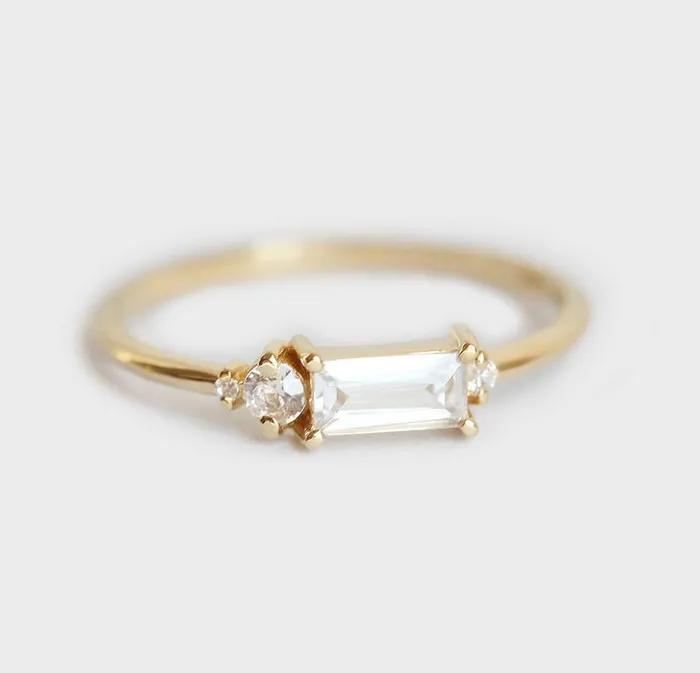 Capucinne Rings Baguette Diamond Ring Baguette Engagement Ring