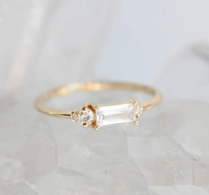 Capucinne Rings Baguette Diamond Ring Baguette Engagement Ring