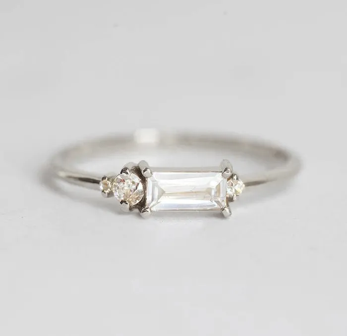 Capucinne Rings Baguette Diamond Ring Baguette Engagement Ring