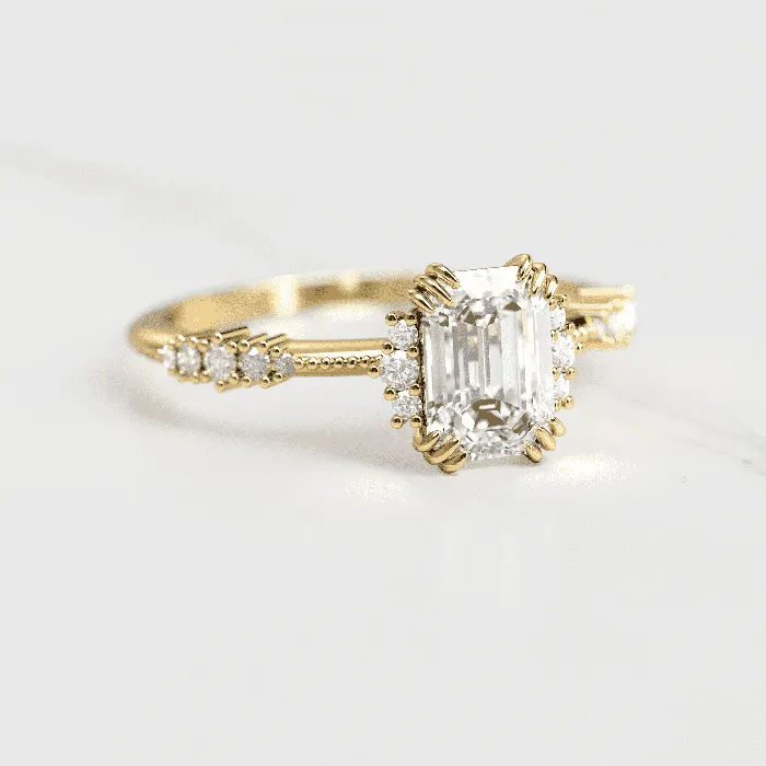 Capucinne Rings Emerald Cluster Diamond Ring