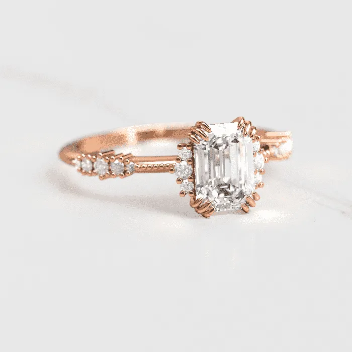 Capucinne Rings Emerald Cluster Diamond Ring