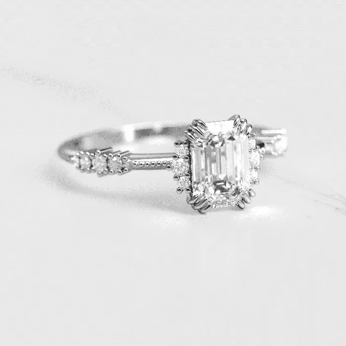 Capucinne Rings Emerald Cluster Diamond Ring