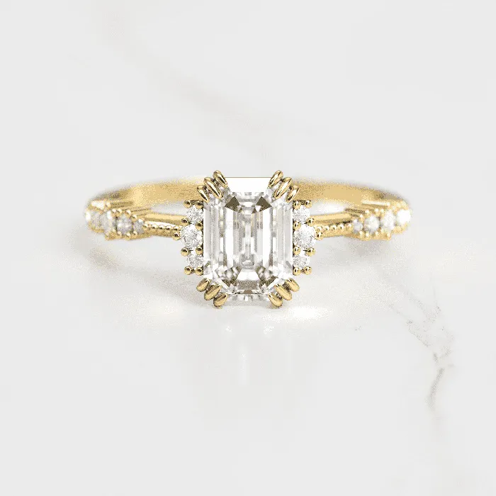 Capucinne Rings Emerald Cluster Diamond Ring