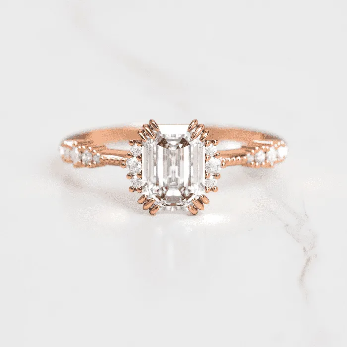 Capucinne Rings Emerald Cluster Diamond Ring