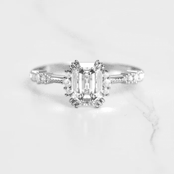 Capucinne Rings Emerald Cluster Diamond Ring